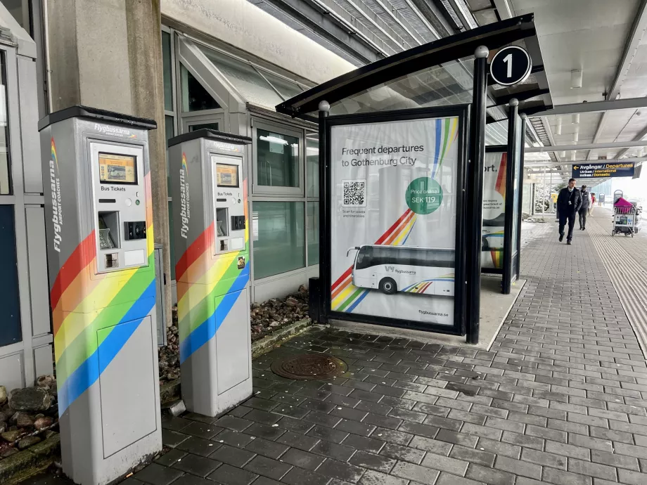 Máquina de bilhetes da VY Flugbussarna no aeroporto de Goteborg GOT