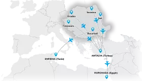 Fly lili - mapa de rotas a partir da Roménia