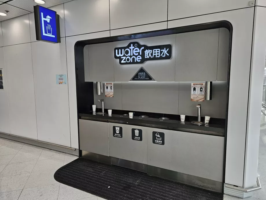 Drinking water at Hong Kong Airport