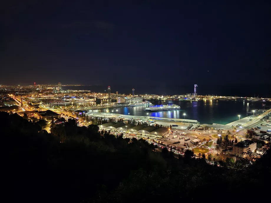 Vistas nocturnas de Barcelona a partir do Parque Montjuic