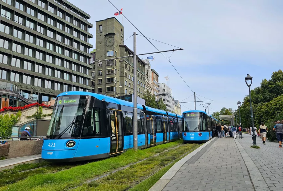 Eléctricos modernos em Oslo