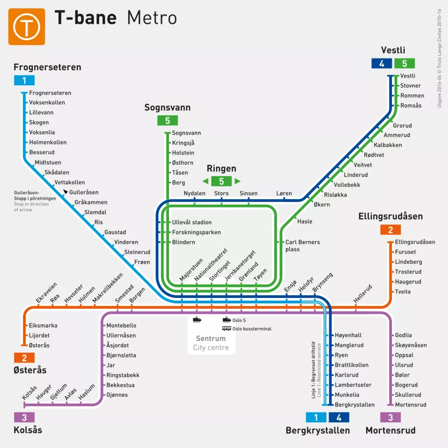 Mapa do metro de Oslo