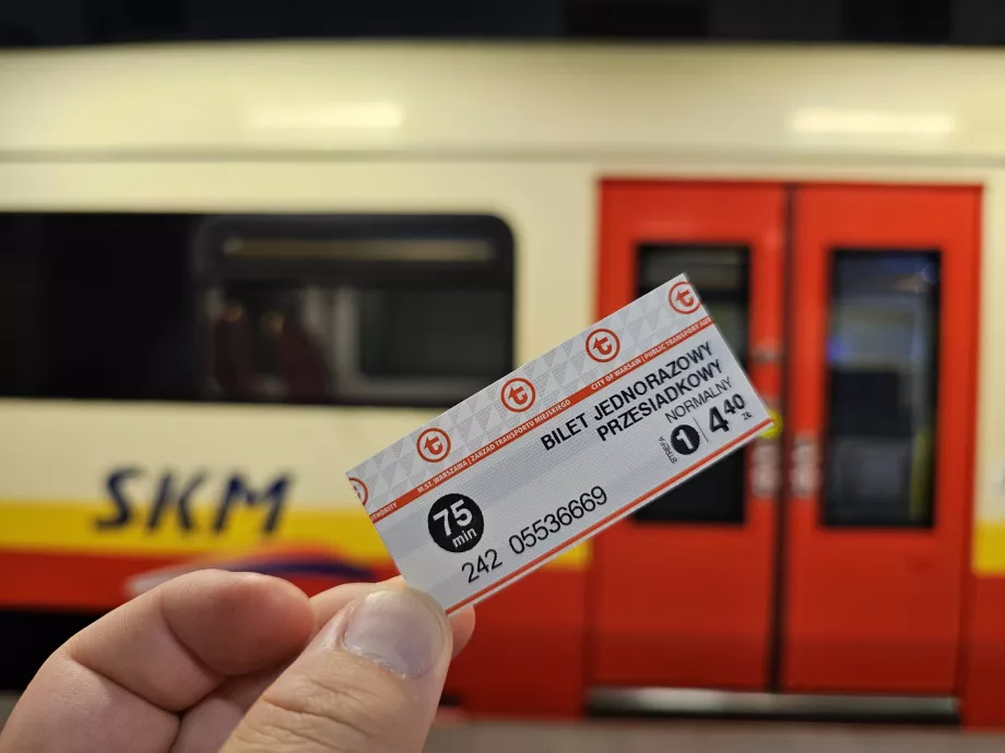 Bilhete para comboios Skm, metro, eléctricos e autocarros (a marcar no validador)