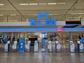 KLM check-in counters in Amsterdam