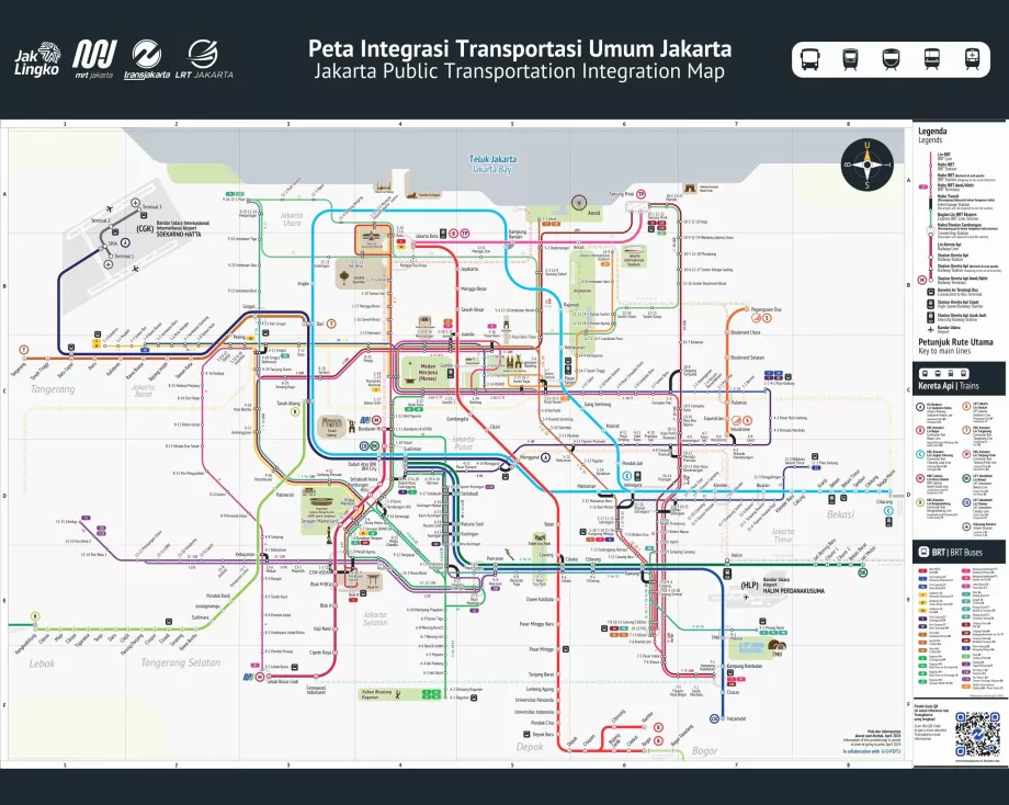 Mapa dos autocarros, comboios e metro