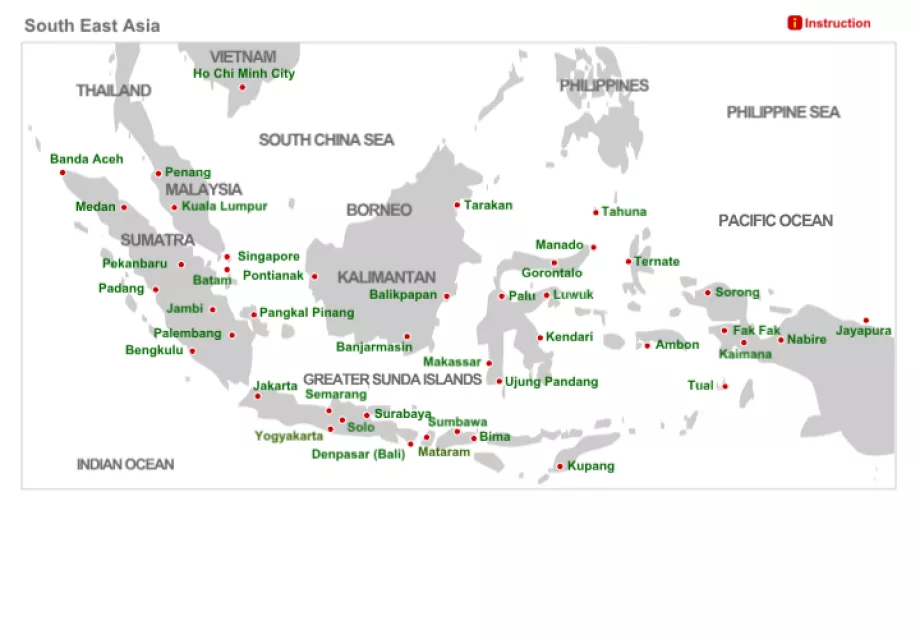 Mapa de rotas da Lion Air