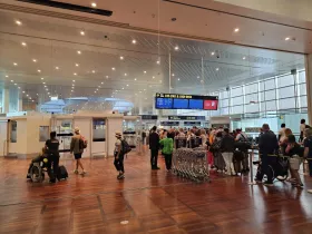 Passport control and gates outside Schengen