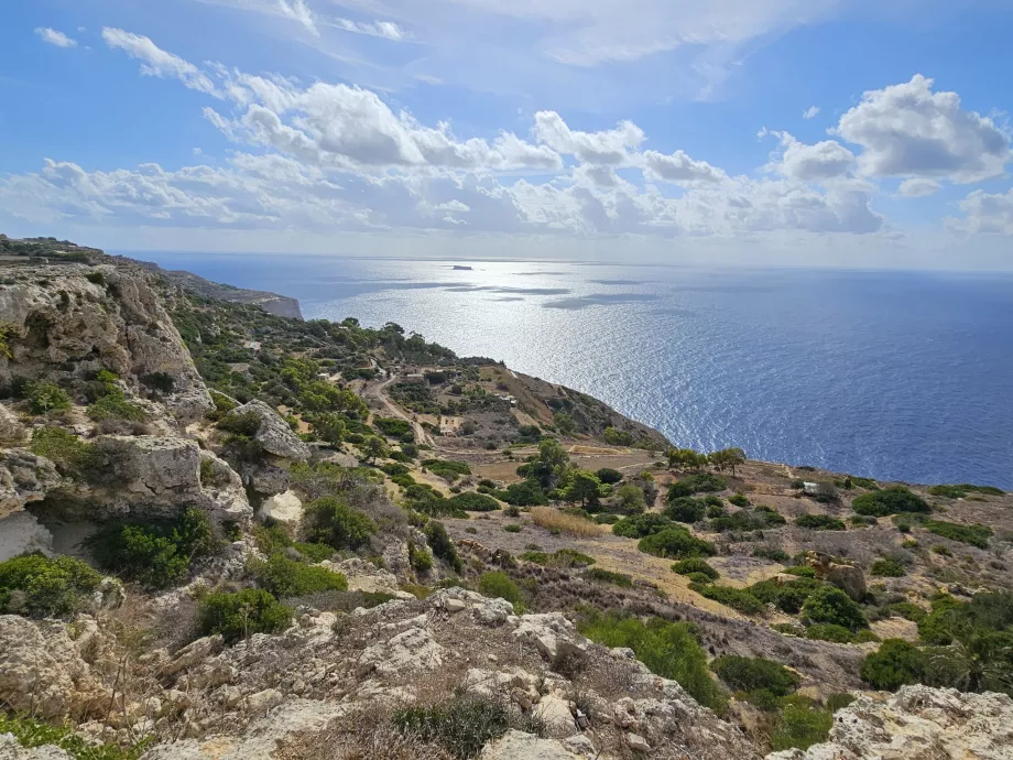 Campos ao longo das falésias de Dingli